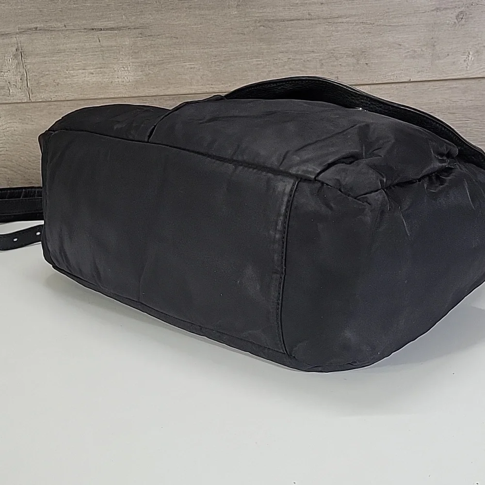Tory Burch Black Nylon/Leather Baby Diaper Crossbody Bag